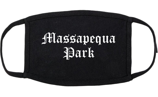 Massapequa Park New York NY Old English Cotton Face Mask Black