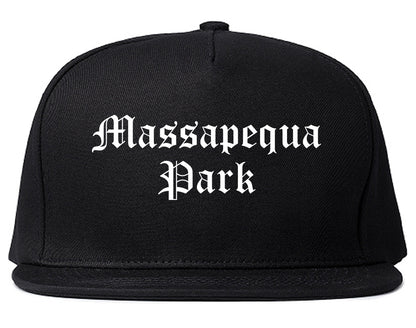 Massapequa Park New York NY Old English Mens Snapback Hat Black