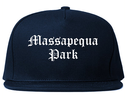 Massapequa Park New York NY Old English Mens Snapback Hat Navy Blue