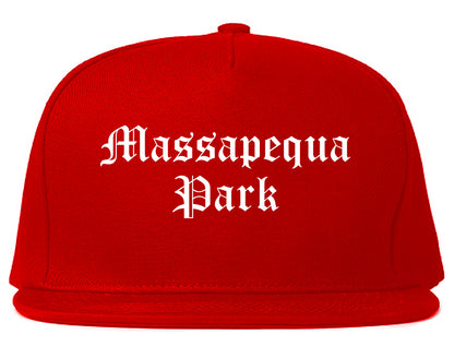 Massapequa Park New York NY Old English Mens Snapback Hat Red