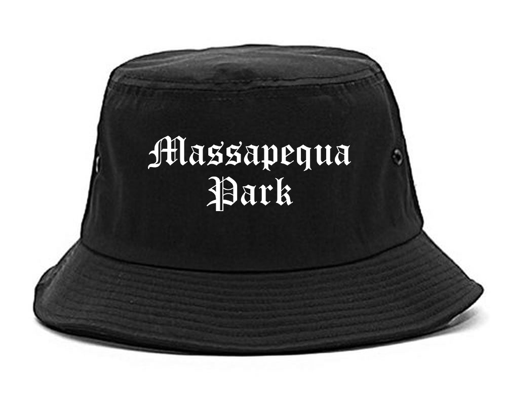 Massapequa Park New York NY Old English Mens Bucket Hat Black