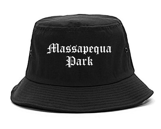 Massapequa Park New York NY Old English Mens Bucket Hat Black