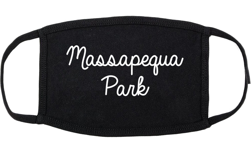 Massapequa Park New York NY Script Cotton Face Mask Black