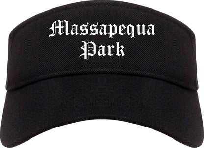 Massapequa Park New York NY Old English Mens Visor Cap Hat Black
