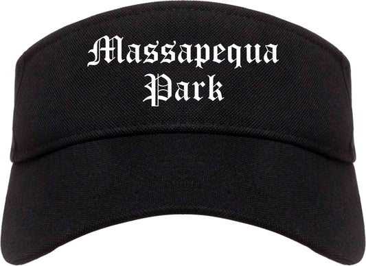 Massapequa Park New York NY Old English Mens Visor Cap Hat Black