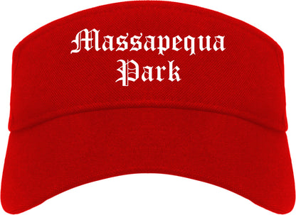 Massapequa Park New York NY Old English Mens Visor Cap Hat Red