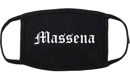 Massena New York NY Old English Cotton Face Mask Black