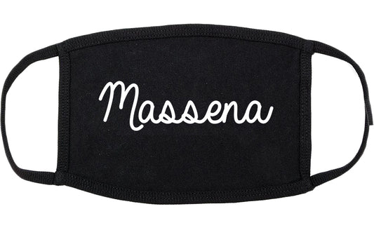 Massena New York NY Script Cotton Face Mask Black