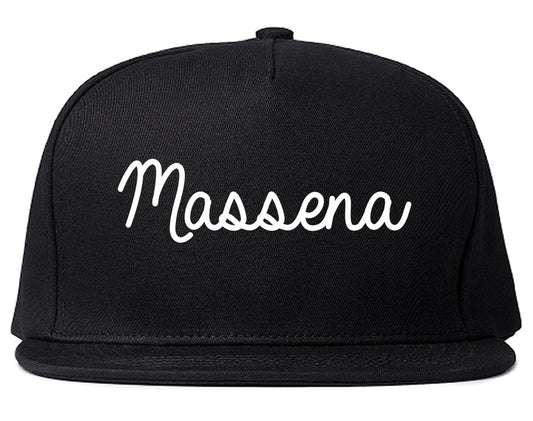 Massena New York NY Script Mens Snapback Hat Black