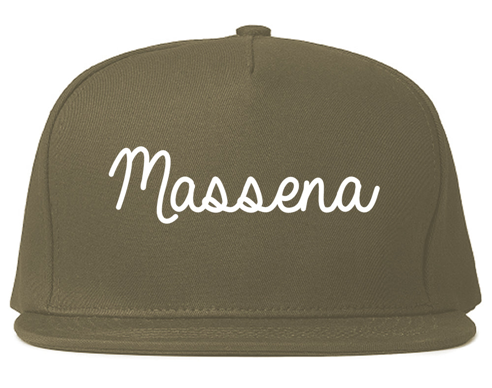 Massena New York NY Script Mens Snapback Hat Grey