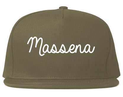 Massena New York NY Script Mens Snapback Hat Grey