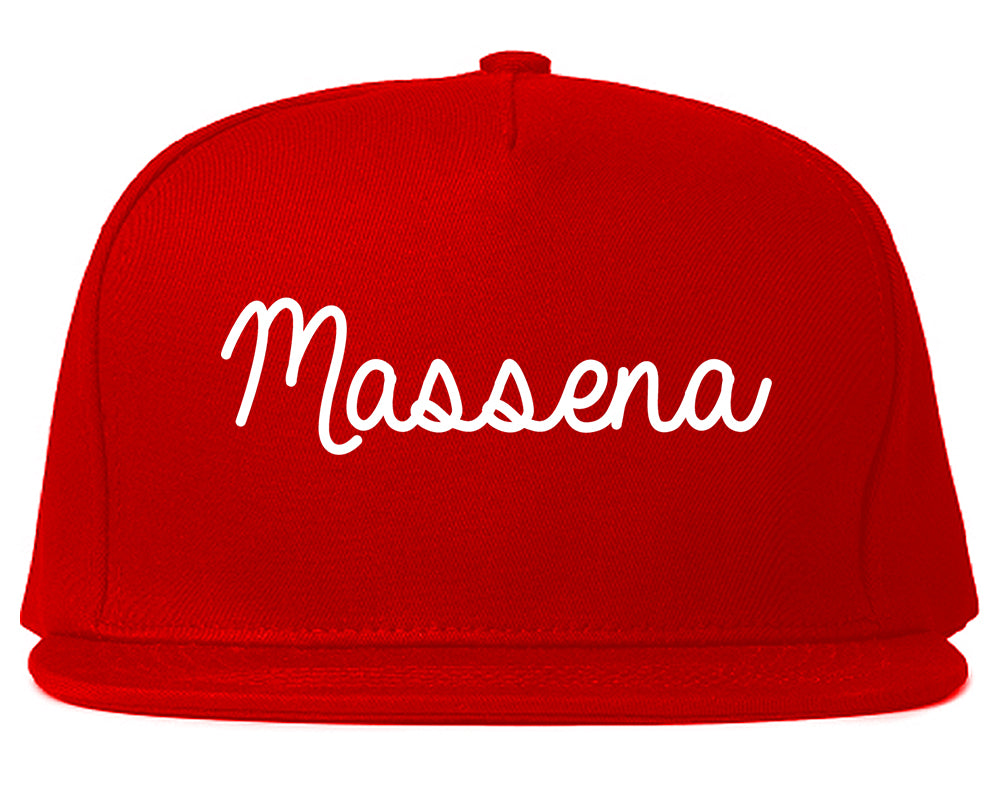 Massena New York NY Script Mens Snapback Hat Red