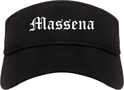 Massena New York NY Old English Mens Visor Cap Hat Black