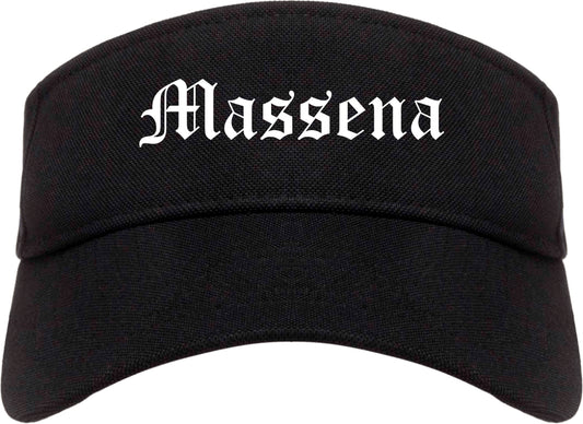Massena New York NY Old English Mens Visor Cap Hat Black