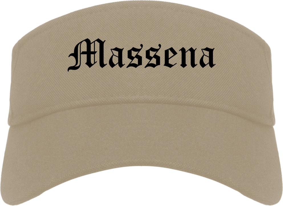 Massena New York NY Old English Mens Visor Cap Hat Khaki