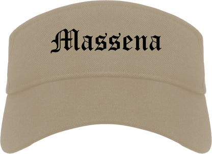 Massena New York NY Old English Mens Visor Cap Hat Khaki