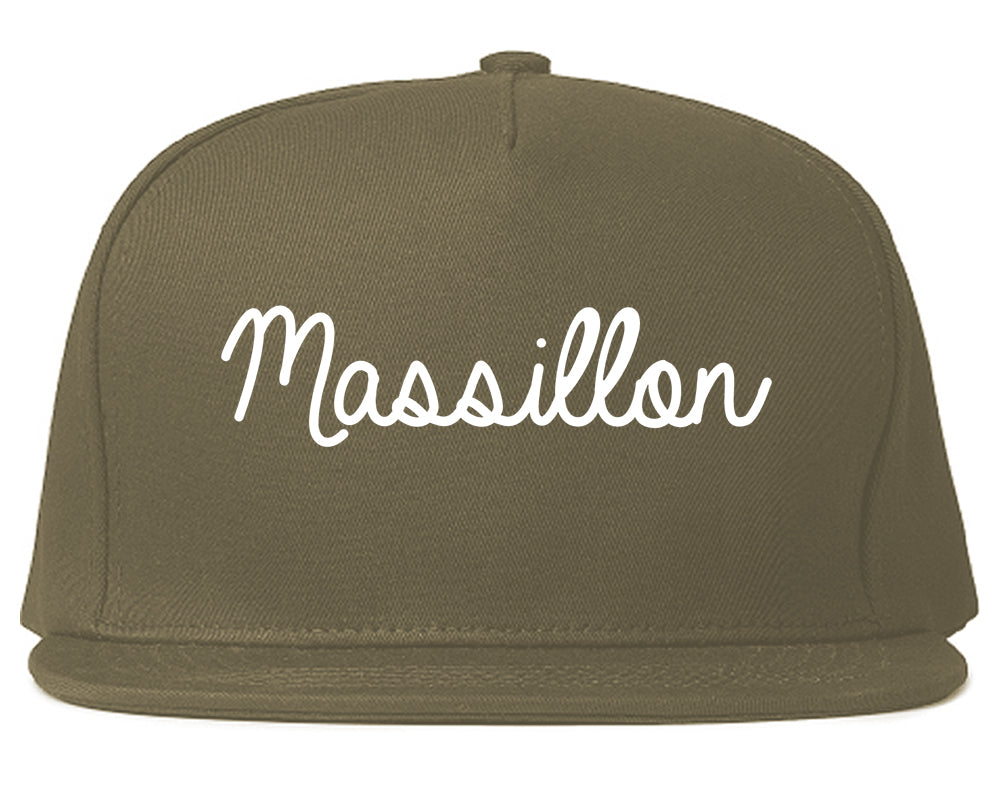 Massillon Ohio OH Script Mens Snapback Hat Grey