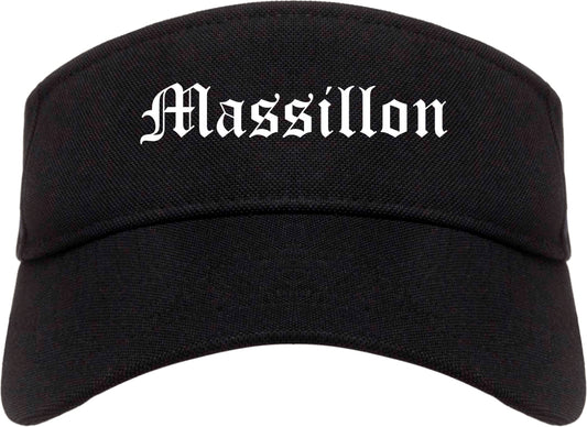 Massillon Ohio OH Old English Mens Visor Cap Hat Black