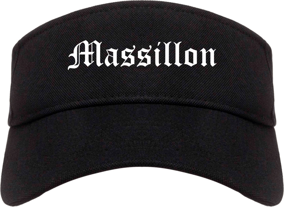Massillon Ohio OH Old English Mens Visor Cap Hat Black