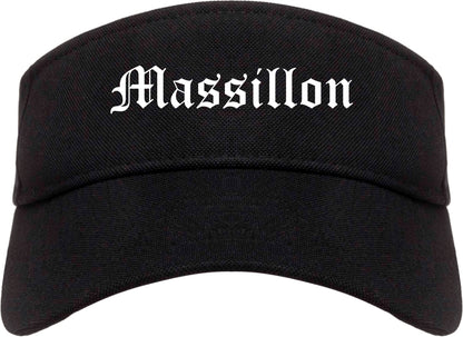 Massillon Ohio OH Old English Mens Visor Cap Hat Black