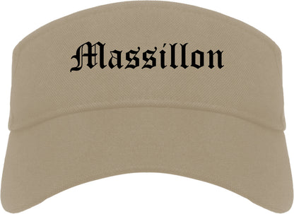 Massillon Ohio OH Old English Mens Visor Cap Hat Khaki