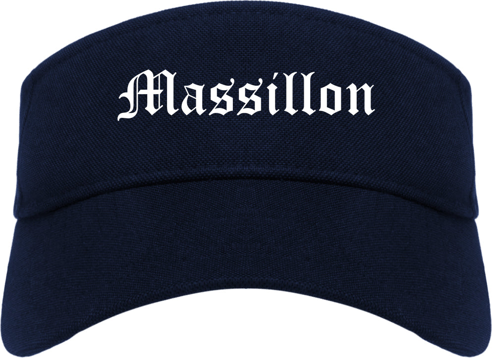 Massillon Ohio OH Old English Mens Visor Cap Hat Navy Blue