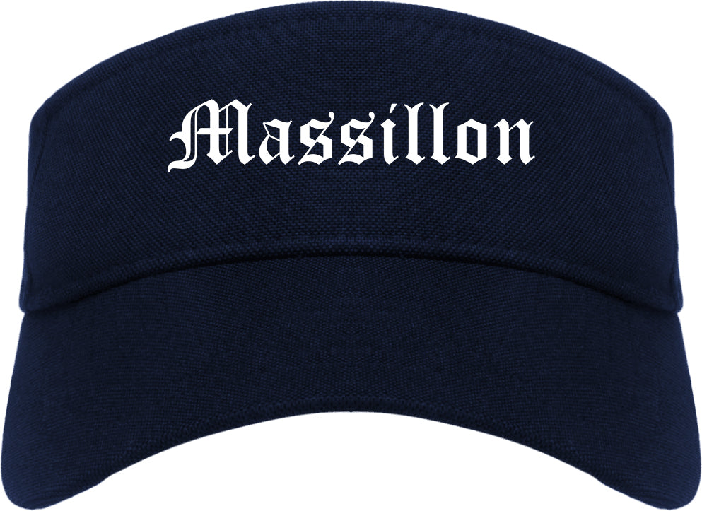 Massillon Ohio OH Old English Mens Visor Cap Hat Navy Blue