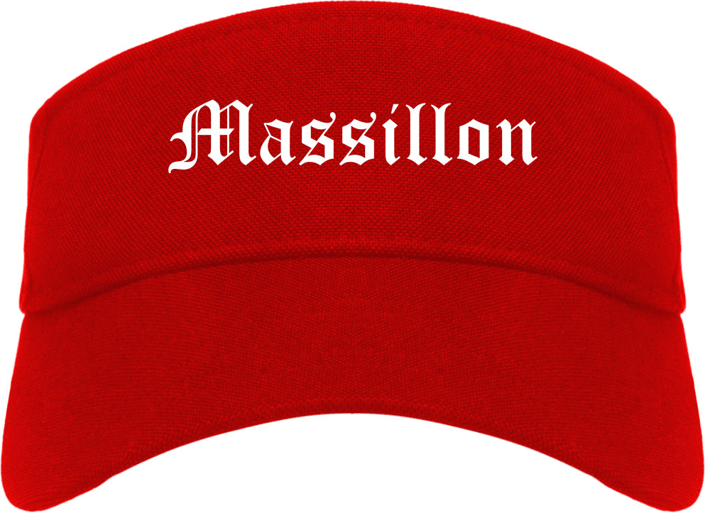 Massillon Ohio OH Old English Mens Visor Cap Hat Red