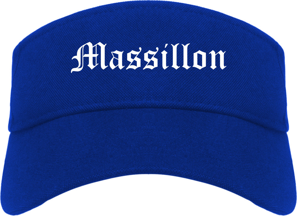 Massillon Ohio OH Old English Mens Visor Cap Hat Royal Blue