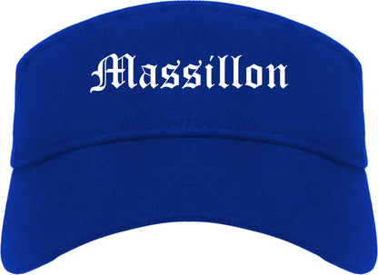 Massillon Ohio OH Old English Mens Visor Cap Hat Royal Blue