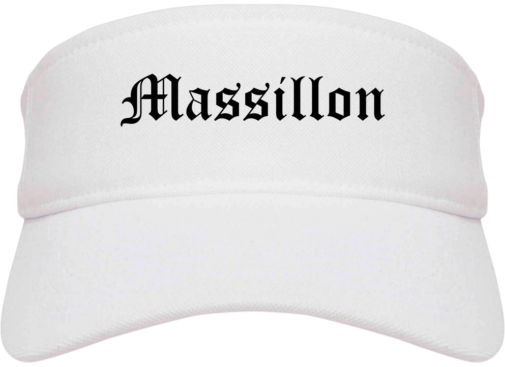 Massillon Ohio OH Old English Mens Visor Cap Hat White