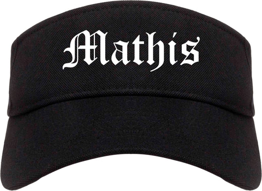 Mathis Texas TX Old English Mens Visor Cap Hat Black