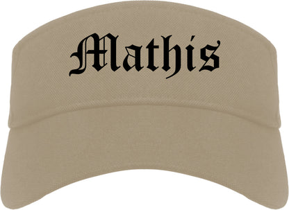 Mathis Texas TX Old English Mens Visor Cap Hat Khaki