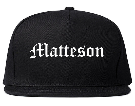 Matteson Illinois IL Old English Mens Snapback Hat Black