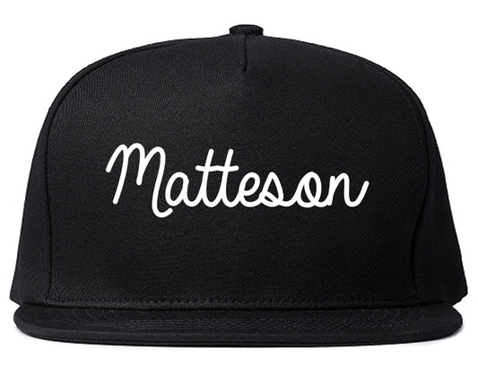 Matteson Illinois IL Script Mens Snapback Hat Black