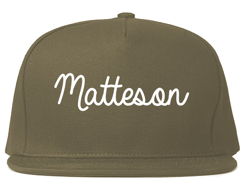 Matteson Illinois IL Script Mens Snapback Hat Grey