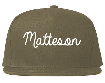 Matteson Illinois IL Script Mens Snapback Hat Grey