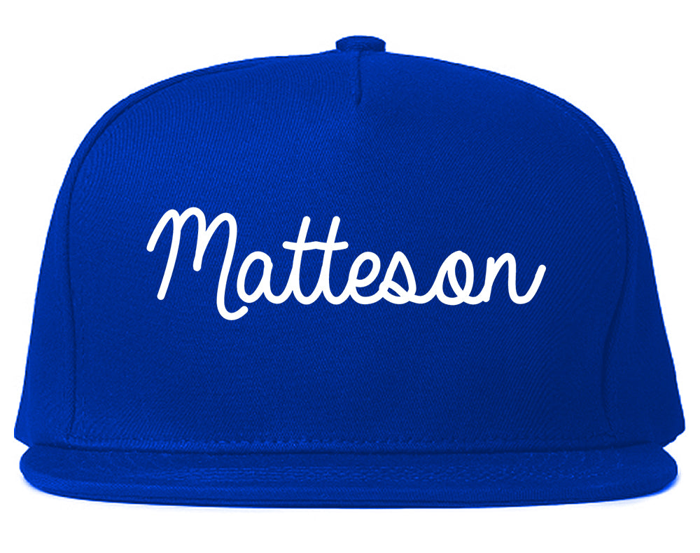 Matteson Illinois IL Script Mens Snapback Hat Royal Blue