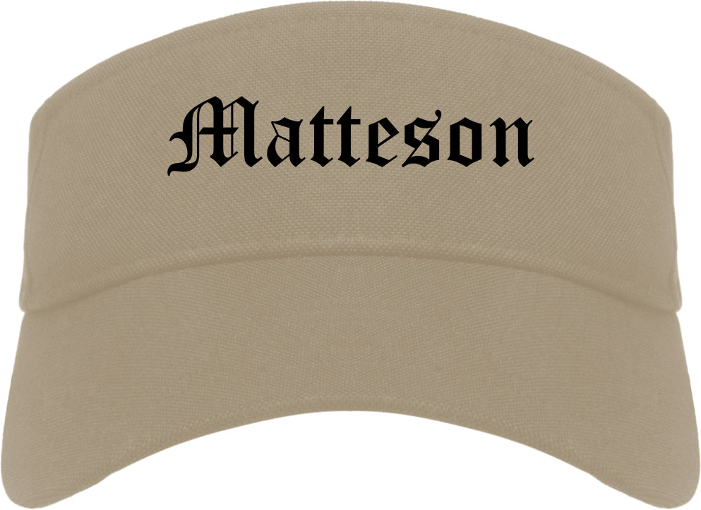 Matteson Illinois IL Old English Mens Visor Cap Hat Khaki