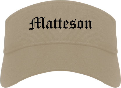 Matteson Illinois IL Old English Mens Visor Cap Hat Khaki