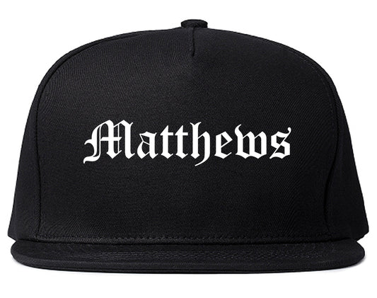 Matthews North Carolina NC Old English Mens Snapback Hat Black