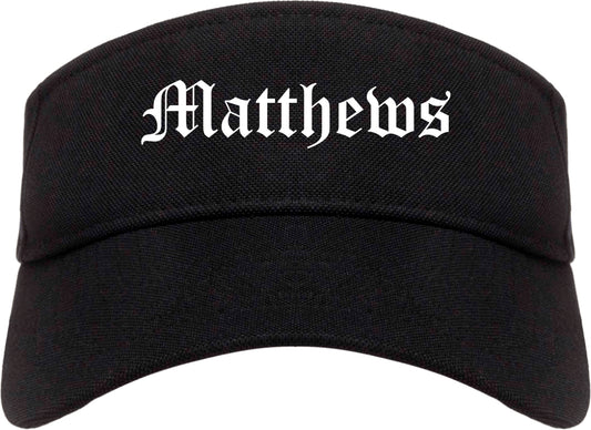 Matthews North Carolina NC Old English Mens Visor Cap Hat Black