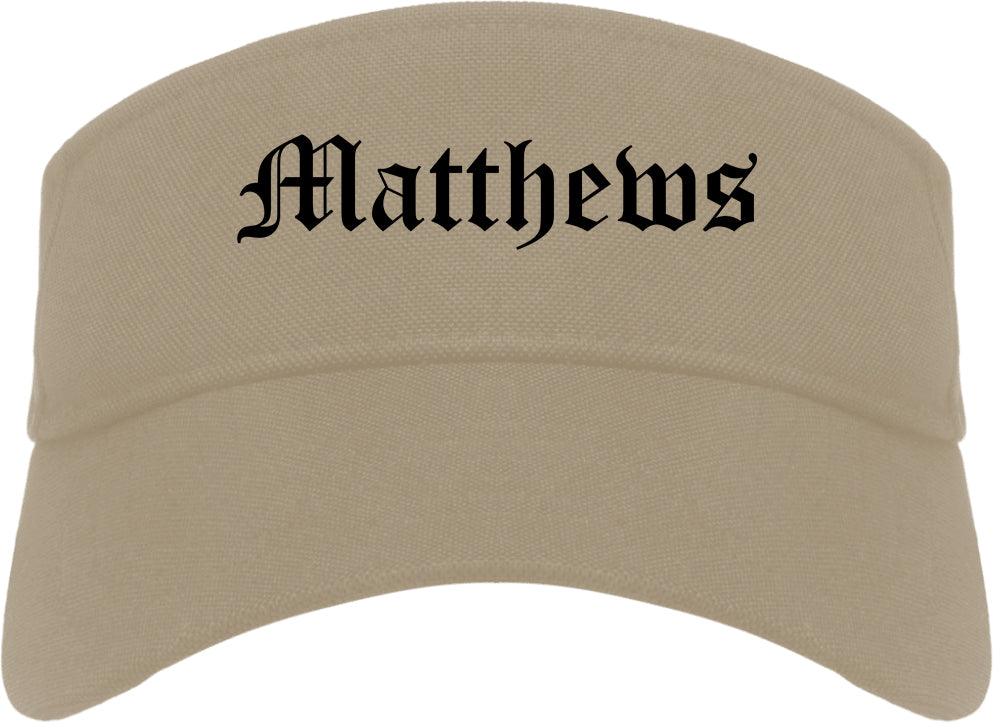Matthews North Carolina NC Old English Mens Visor Cap Hat Khaki