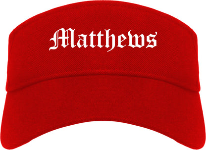 Matthews North Carolina NC Old English Mens Visor Cap Hat Red