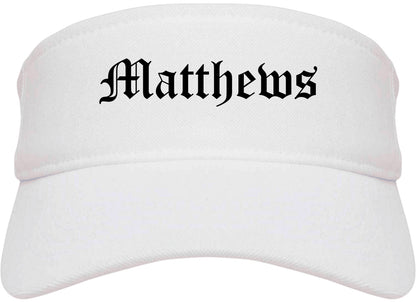 Matthews North Carolina NC Old English Mens Visor Cap Hat White