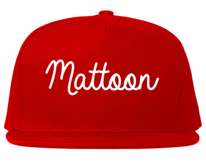 Mattoon Illinois IL Script Mens Snapback Hat Red
