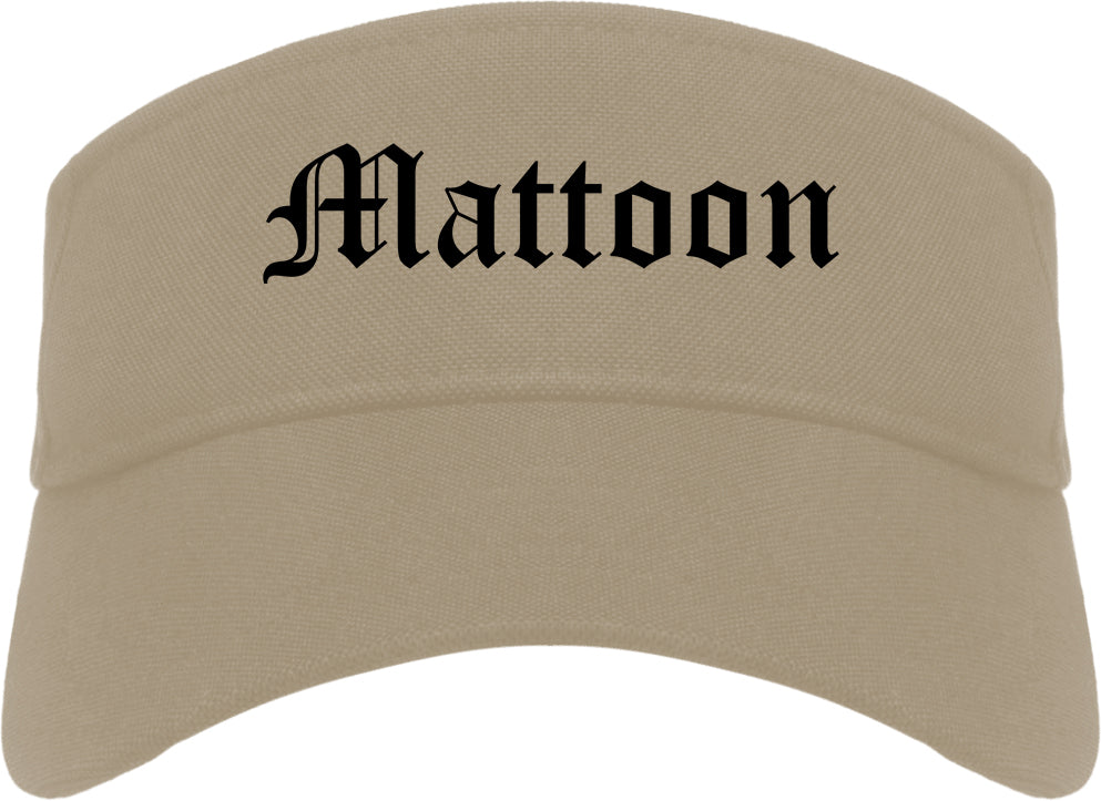 Mattoon Illinois IL Old English Mens Visor Cap Hat Khaki