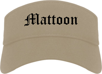 Mattoon Illinois IL Old English Mens Visor Cap Hat Khaki