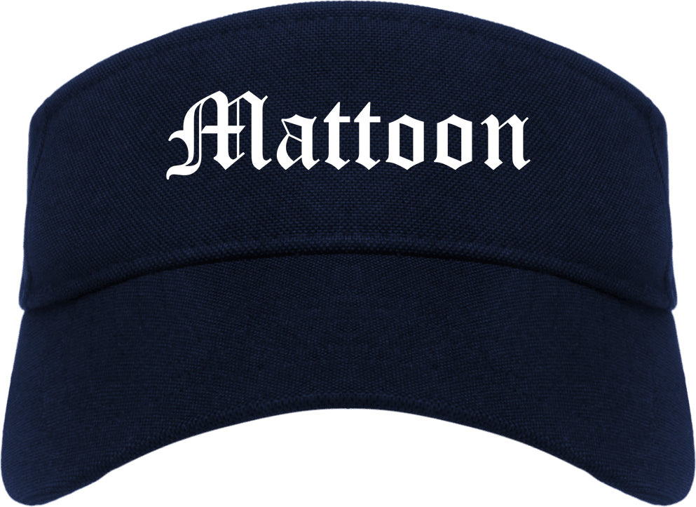 Mattoon Illinois IL Old English Mens Visor Cap Hat Navy Blue