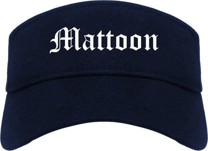 Mattoon Illinois IL Old English Mens Visor Cap Hat Navy Blue